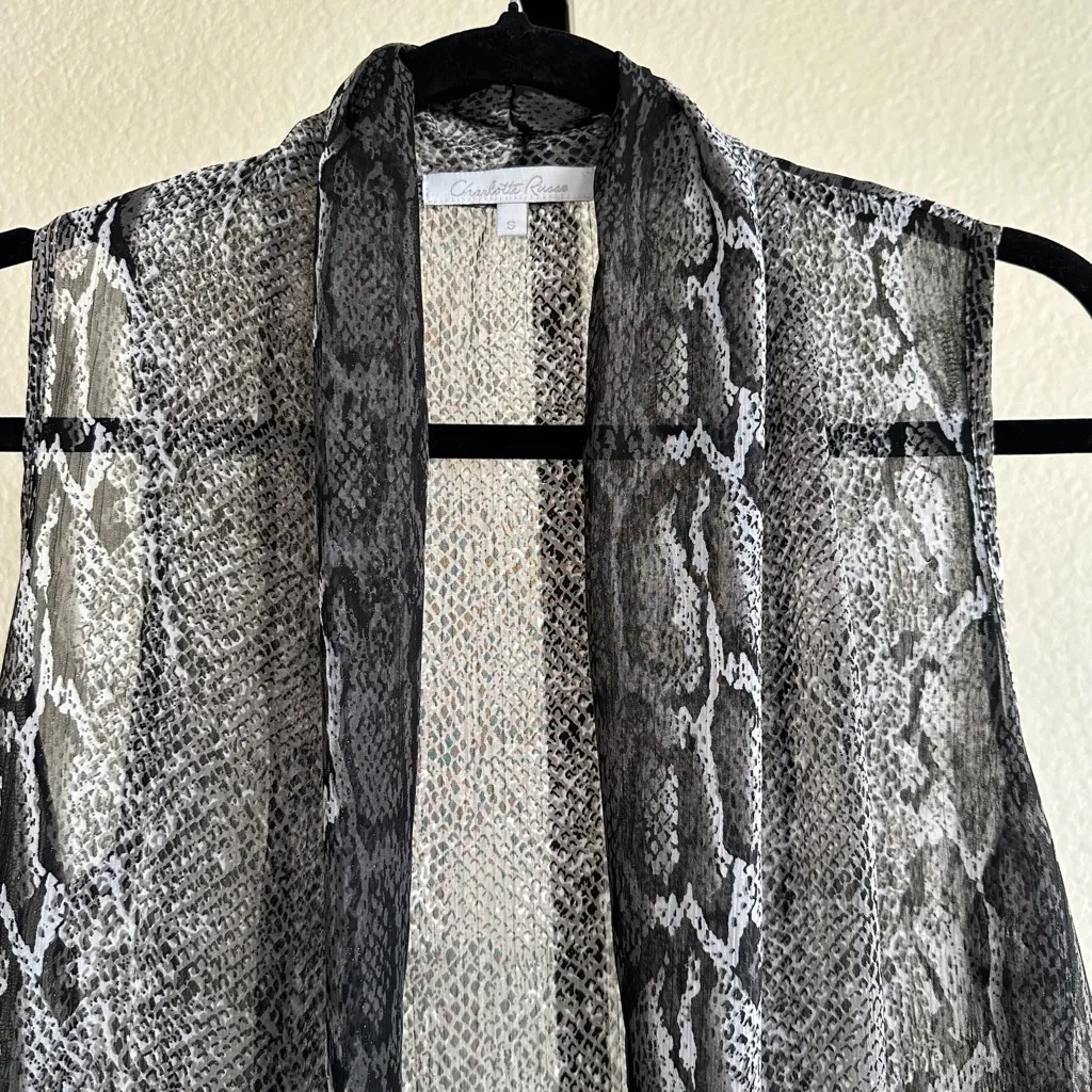Snakeskin Print Longline Vest Women’s Small Open Front Layering Duster - Image 3
