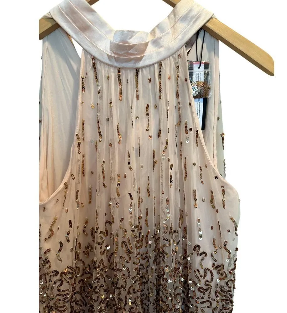 Alice + Olivia Zenon Cape Mini Dress Size 2 Pearl Blush/Rose Gold Sequin NWT - Image 7