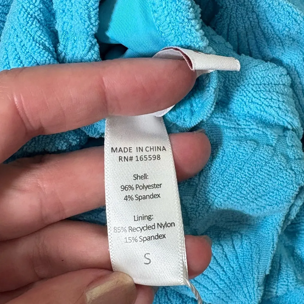 Andie‎ Malibu One piece swimsuit seashell textured blue size S NWT flaw - Image 8