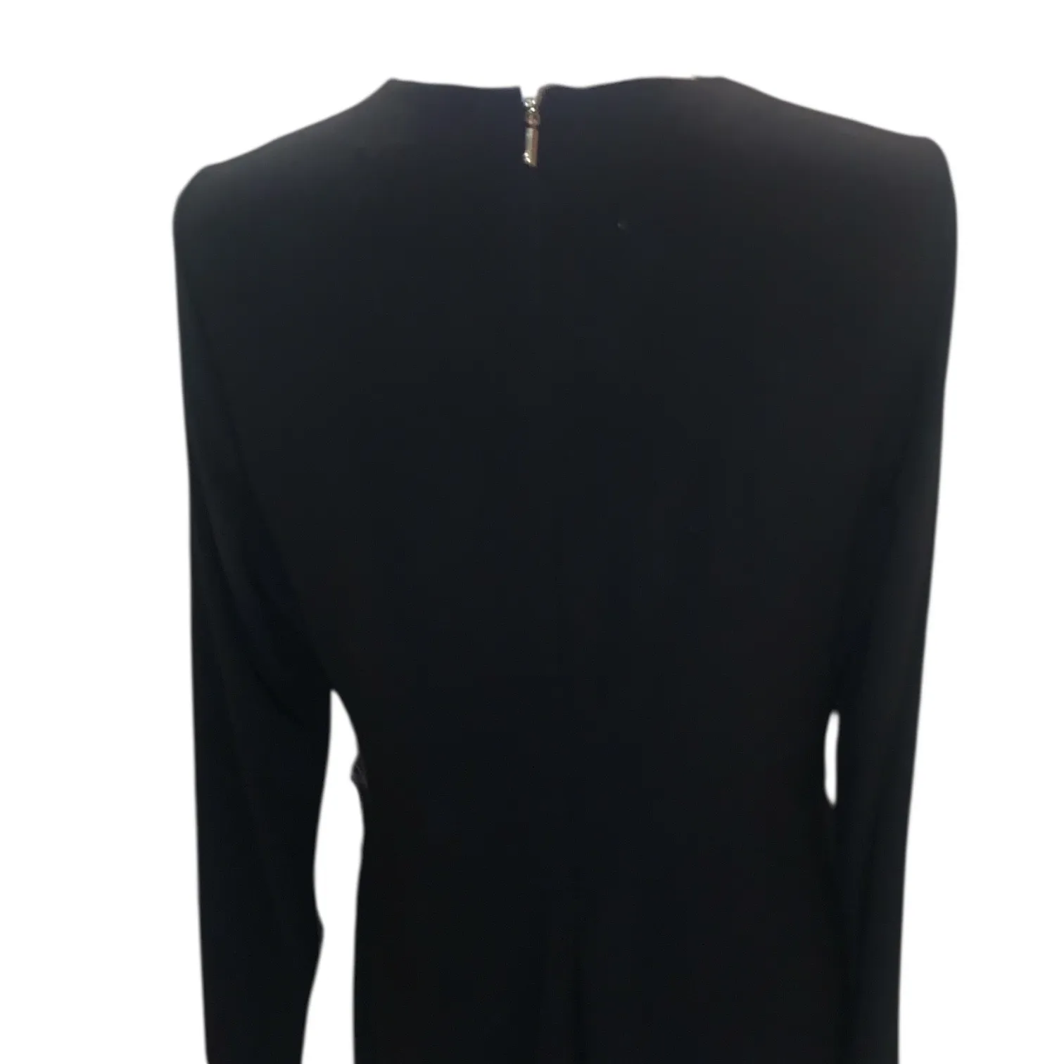 Donna Karan New York Cocktail Old Money Black Faux Wrap Metal Embellished Dress  - Image 8