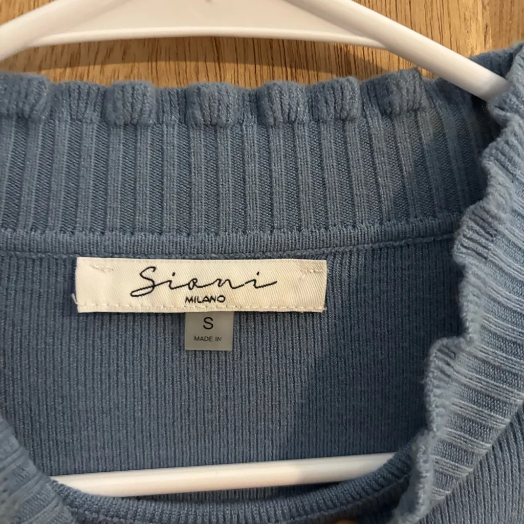 Sioni Milano Blue Ruffled Sweater size S‎ - Image 5