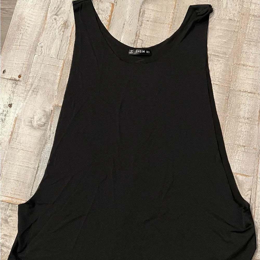 Women’s Black Shein Work Work Work Medium Racerback Tank Top - Image 3