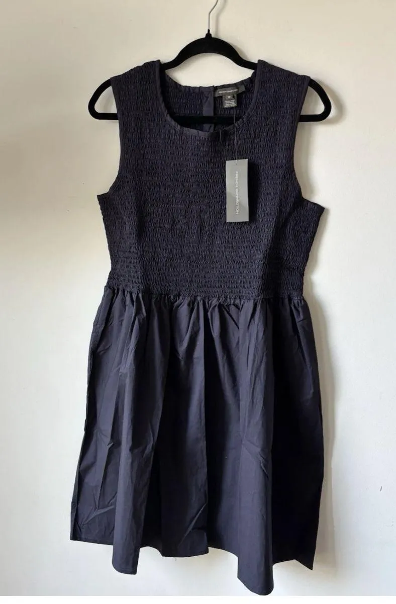 French Connection Rhodes Poplin Smocked Midi Dress Size 12 - Image 2