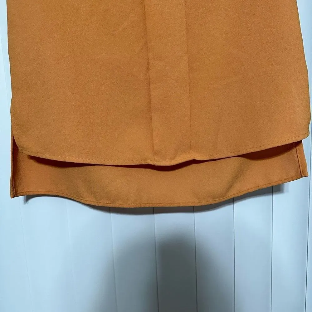 Zara Work Top | Orange Ruffle Sleeve Top - Image 3