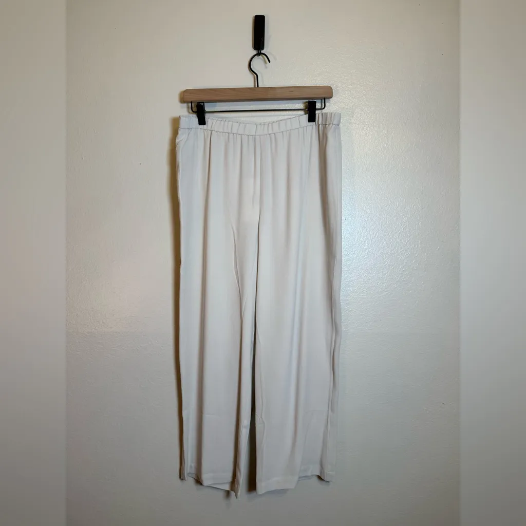 Eileen Fisher System Silk Georgette Crepe Cropped Pant - Image 3