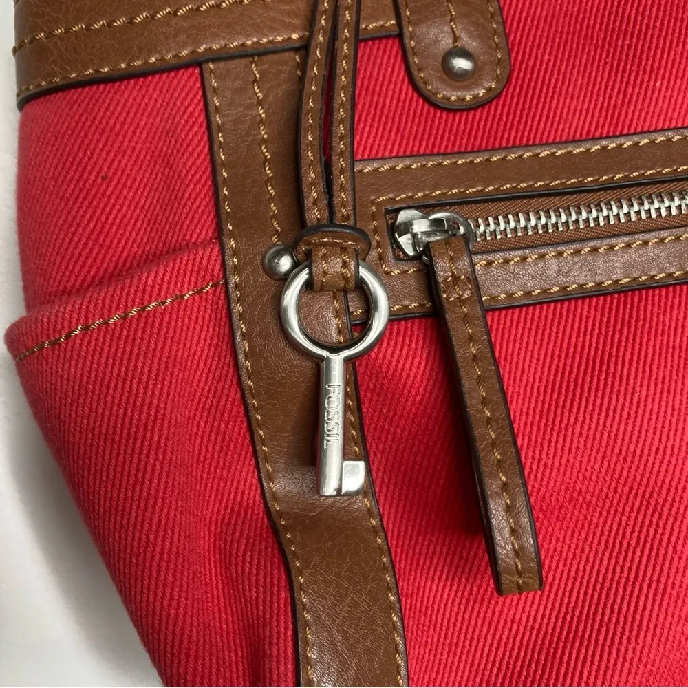 Fossil red canvas handbag - Image 2