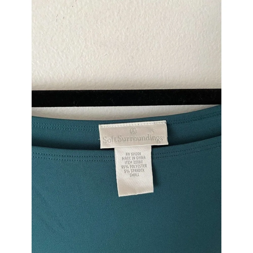 Soft Surroundings Dark Green Stretchy 3/4 Sleeve A Line Maxi Dress Size Small - Image 5