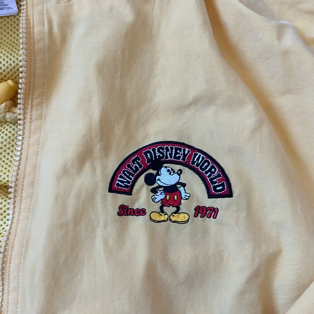 World Mickey Yellow Windbreaker Jacket Nylon Cotton Blend size S - Image 2