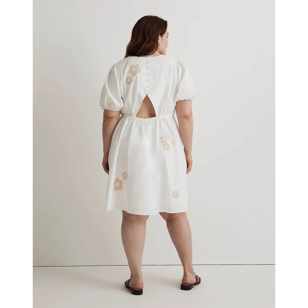 Madewell Annamarie Floral Cotton Embroidered Short Sleeve Mini Dress Size 8 - Image 3