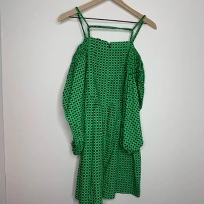 Rationalle Neshant Green Black Mini Geometric Dress Womens Size Medium - Image 4