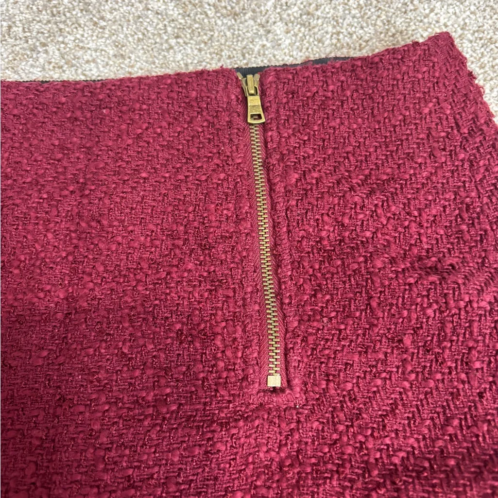 Ann Taylor LOFT Burgundy Maroon Skirt Size 2 Lined Zippers Front - Image 13