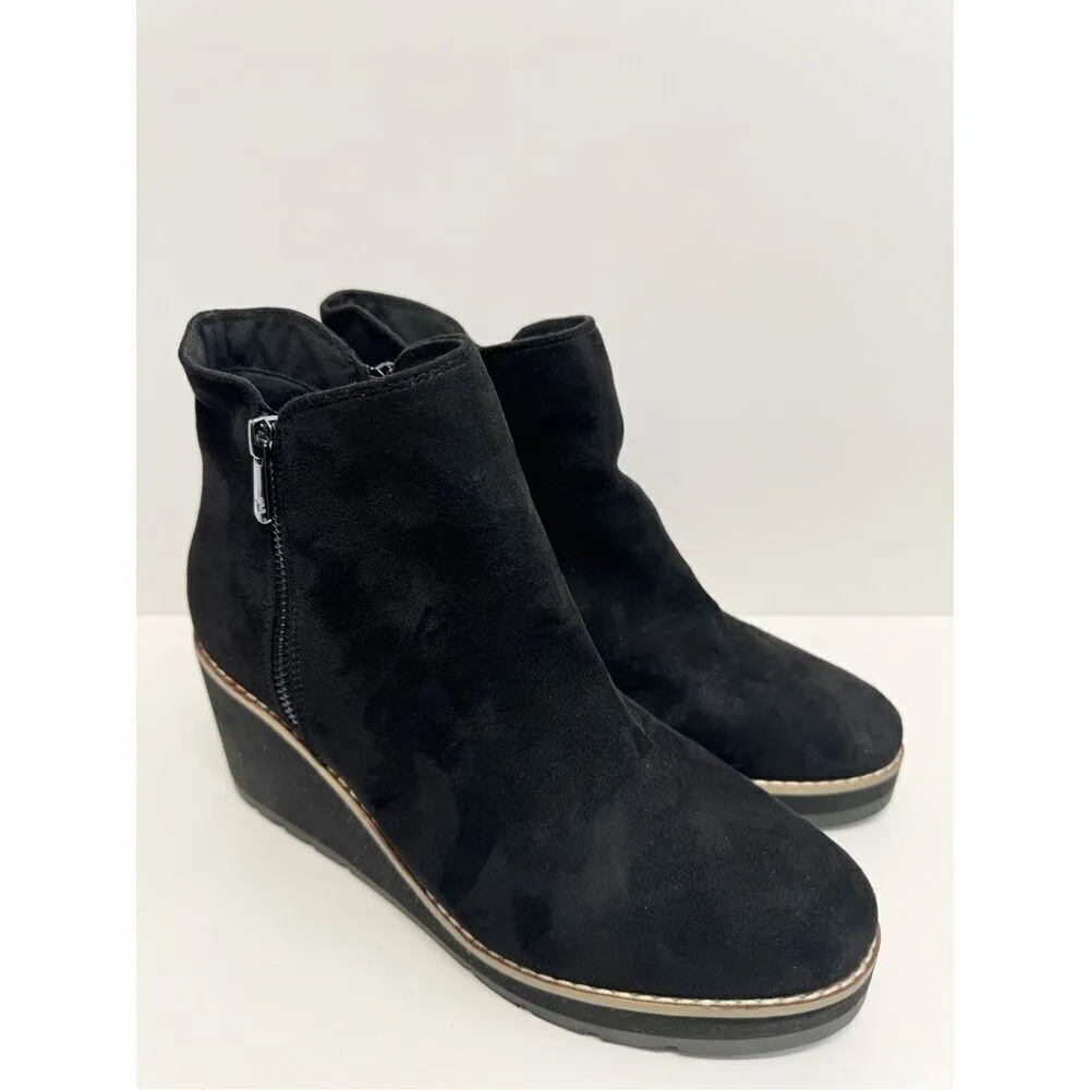 Easy‎ Spirit Boots Size 9.5 Black Suede Jayda Wedges Ankle Booties - Image 2