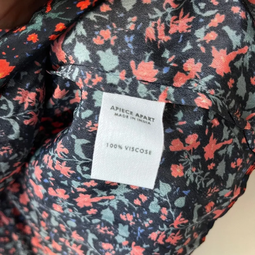Apiece Apart Blouse‎ Esparta Black Floral Print Long Sleeve Top Size Small - Image 8