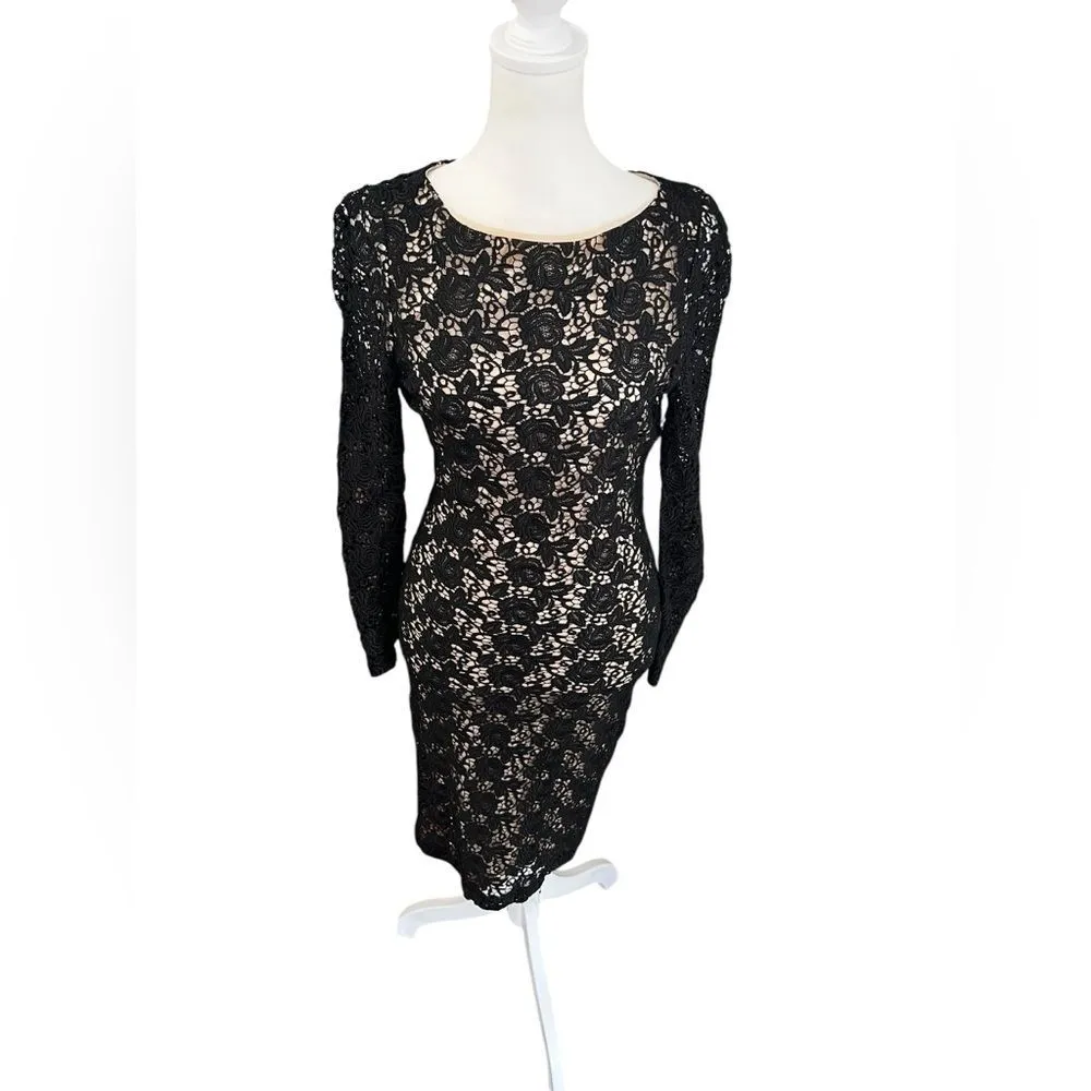 Alice + Olivia Dandi Floral Lace Long Sleeve Backless Cutout Midi Dress 0 - Image 5