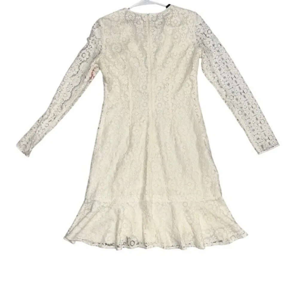 ML MONIQUE LHUILLIER Ivory Lace A-Line Dress Size 2 - Image 4