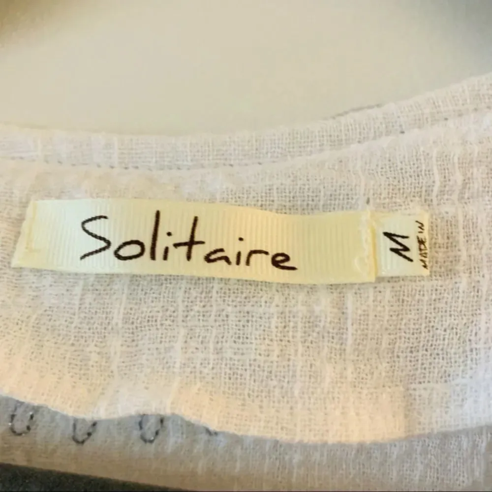 Solitaire Crinkle Texture Sleeveless Shell Tank Embroidery‎ Size Medium - Image 8