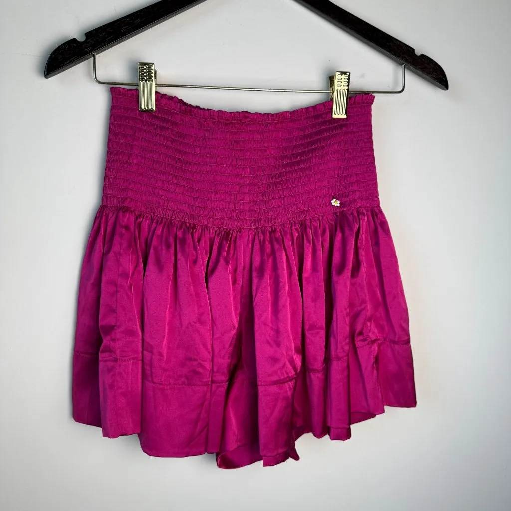 Natural Life Smocked Waist Satin Shorts Magenta Size SM Festival Hippie Boho - Image 4