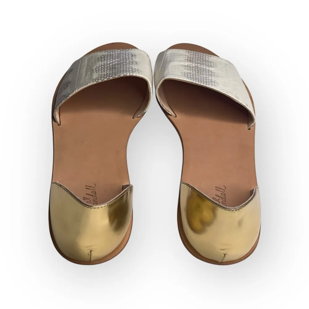 new Loeffler Randall ❁ Sawyer Snake Flat Sandals ❁ Ivory Metallic Gold Leather ❁ - Image 5