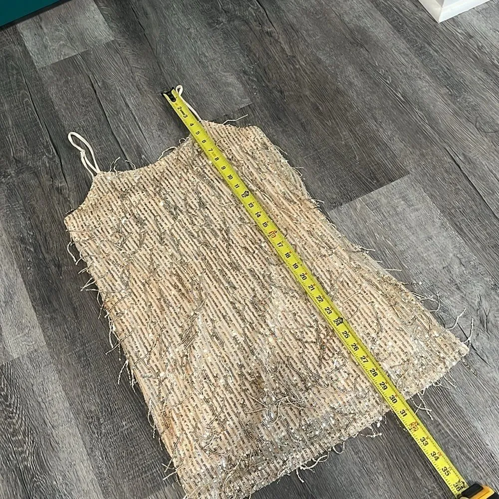 Sadie & Sage gold sequin tassel cocktail dress w/ adjustable straps NWT - Image 10