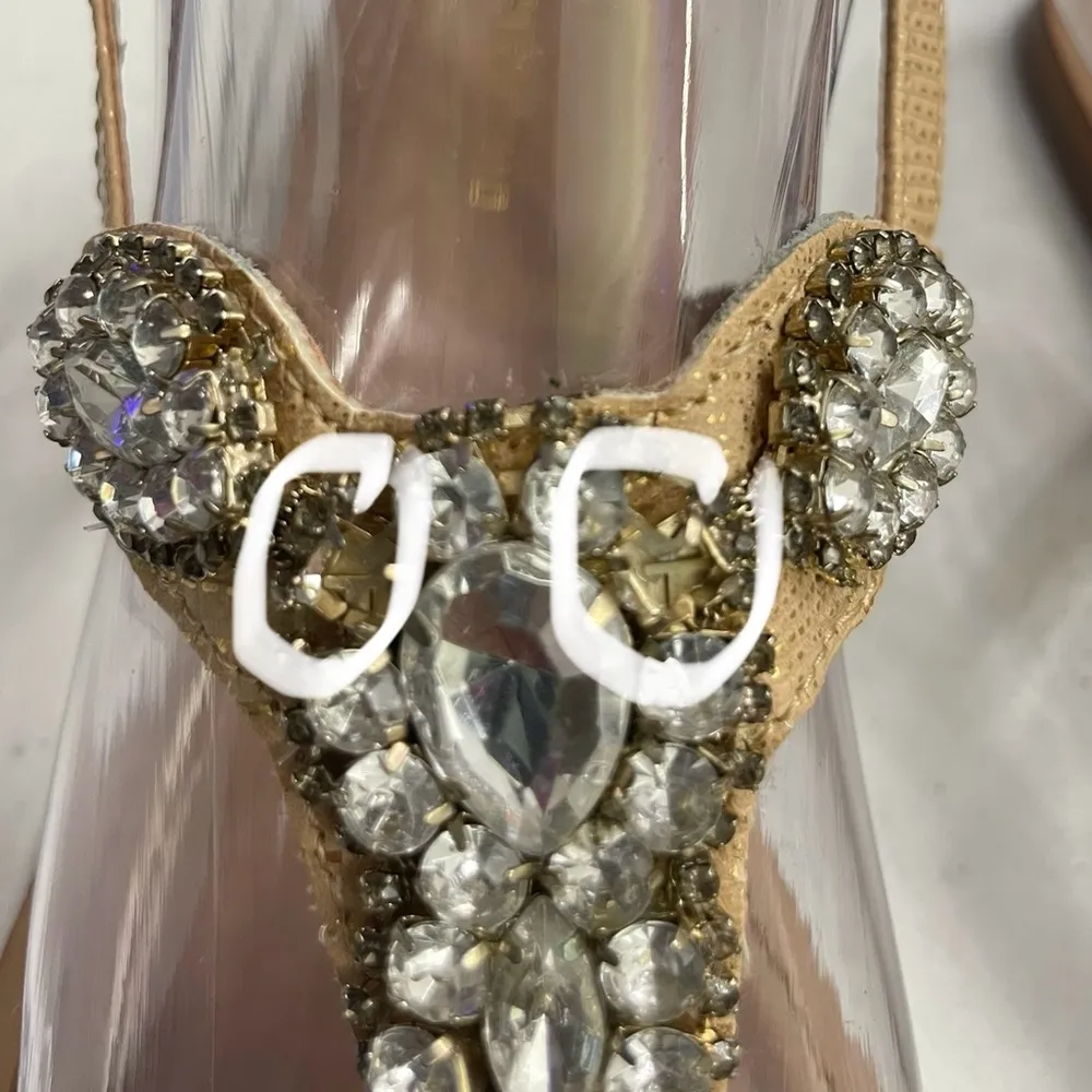 Max Studio Size 8.5 M Jewel Rhinestone Crystal Embellished Flat Sandals - Image 9