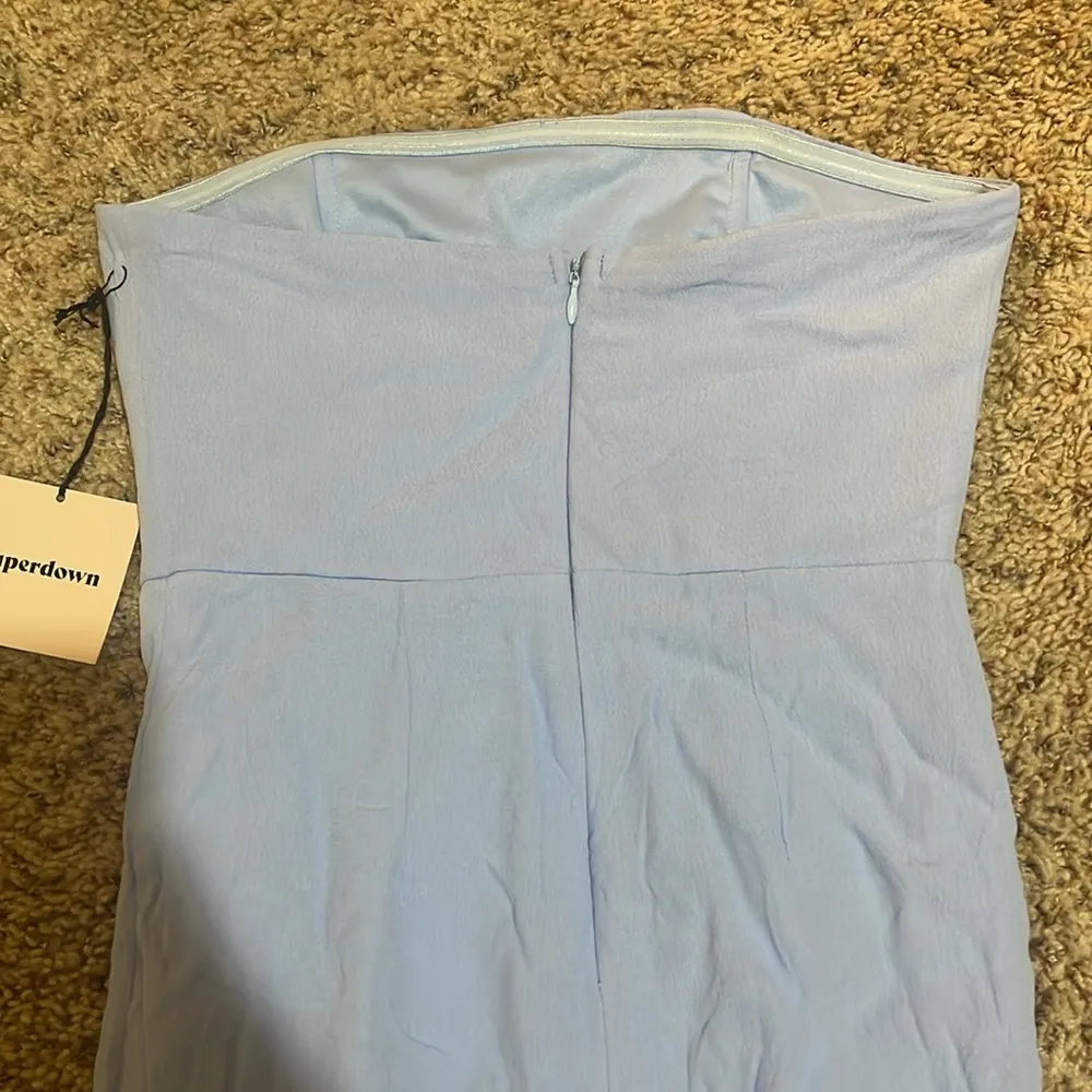 NWT Superdown Rosalyn Light Blue Strapless Tulip Hem Mini Dress Size Small - Image 8