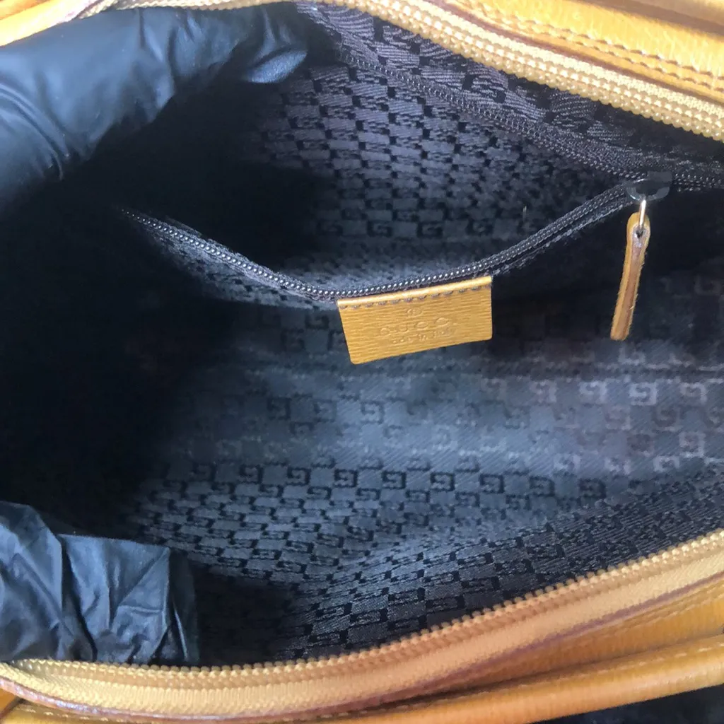 GUCCI Tan Leather Jackie Push Lock Dual Zipper Rolled Handle Bag MINT CONDITION - Image 8