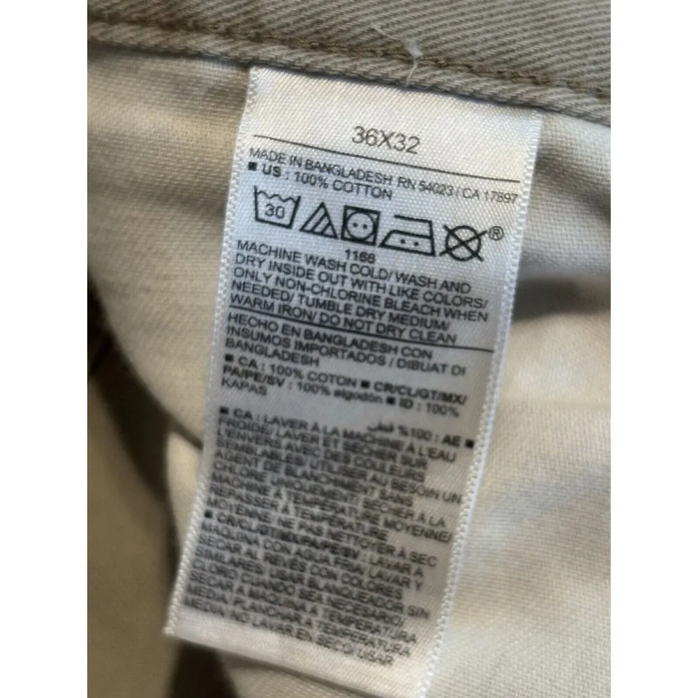Old Navy‎ Khaki Beige Cotton Jeans Straight Leg High Rise Size 36x32 Zip Logo - Image 7