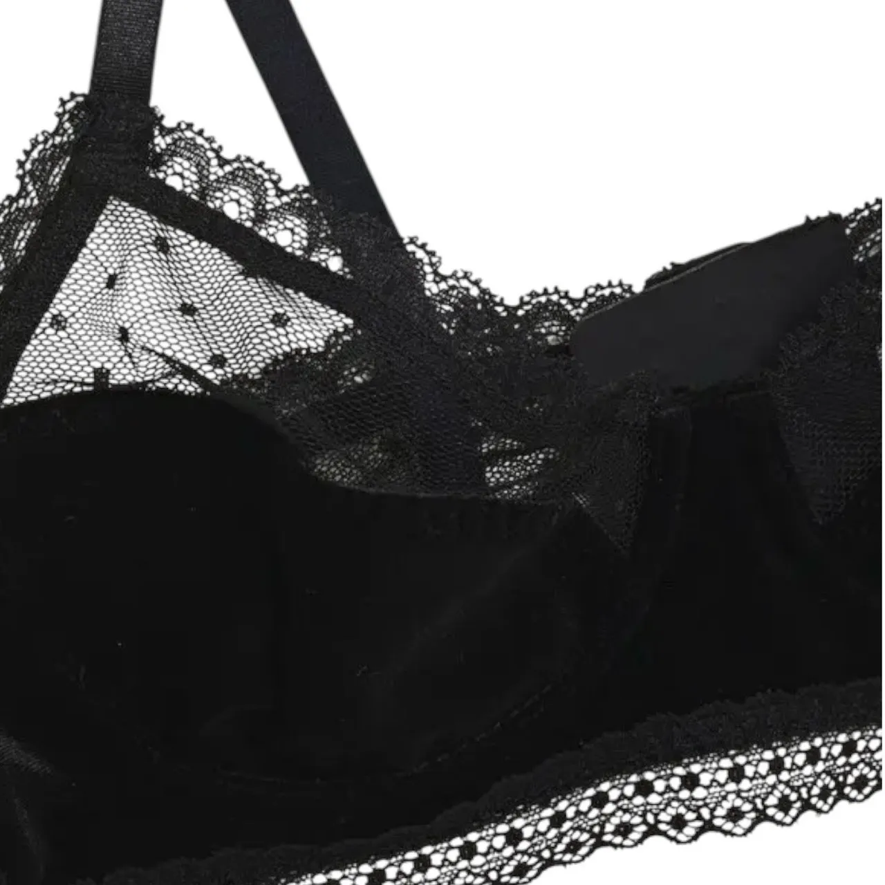 Stella McCartney Black Lace Mesh Underwire Bra 34E Sheer Polka Dot Gold Hardware Size undefined - Image 4