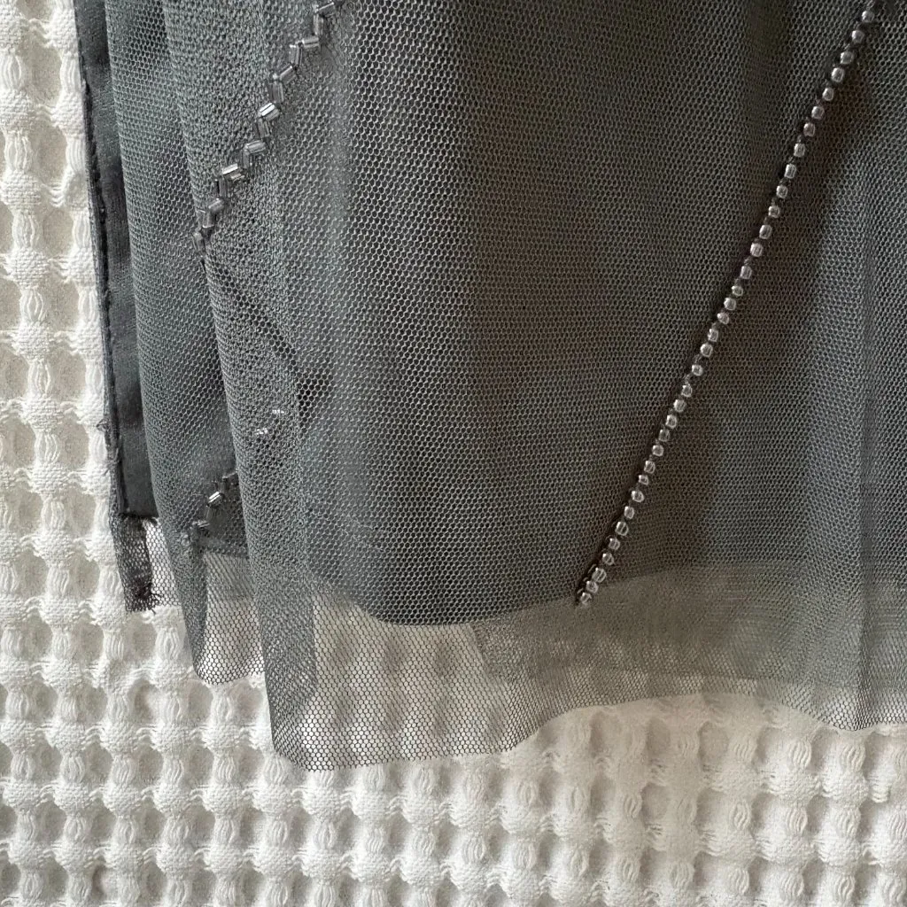 Adrianna Papell gunmetal gray beaded sequined maxi evening cocktail dress 10 - Image 5