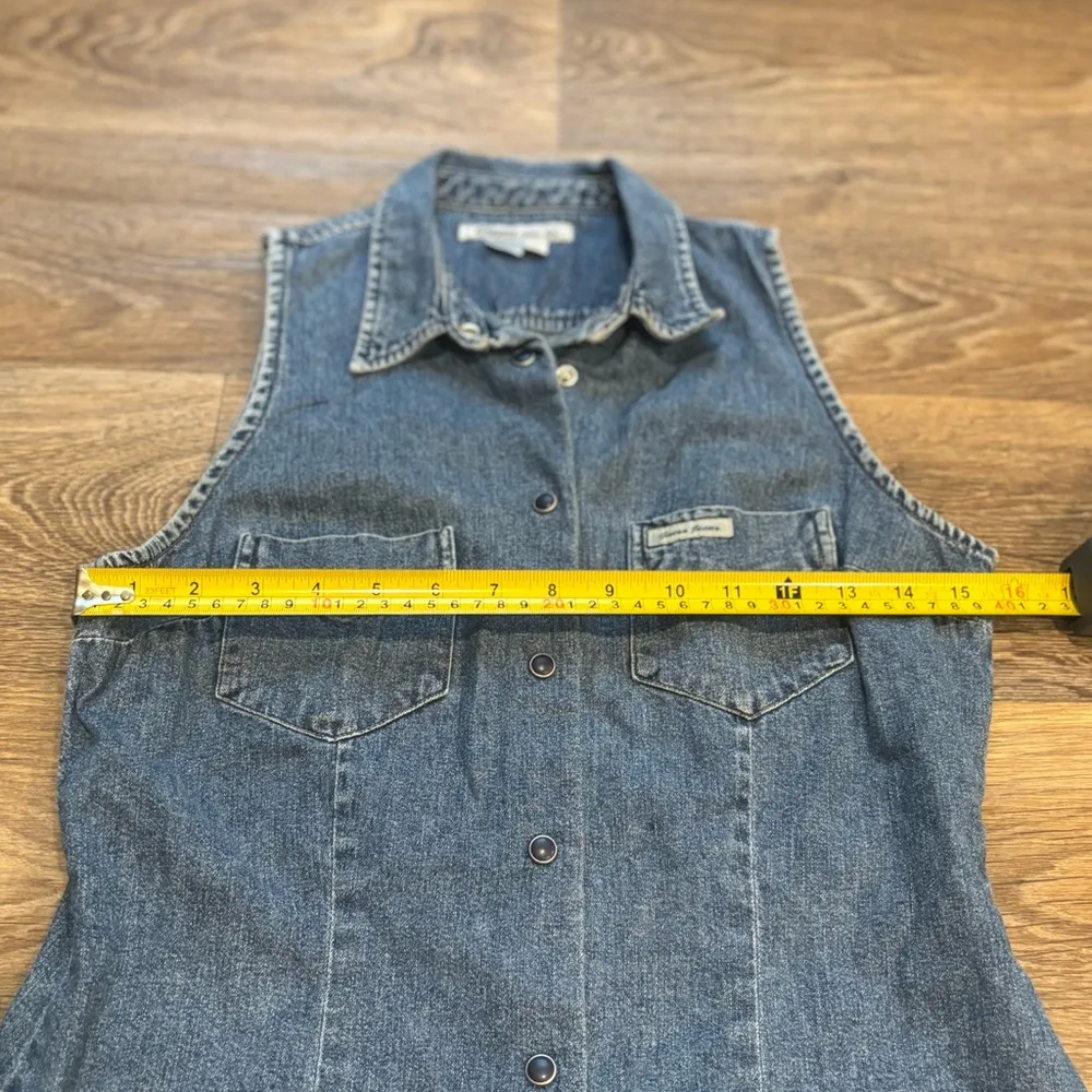 Vintage Y2K Guess Denim Vest – Snap Front – Western Biker Sleeveless –  Medium - Image 5