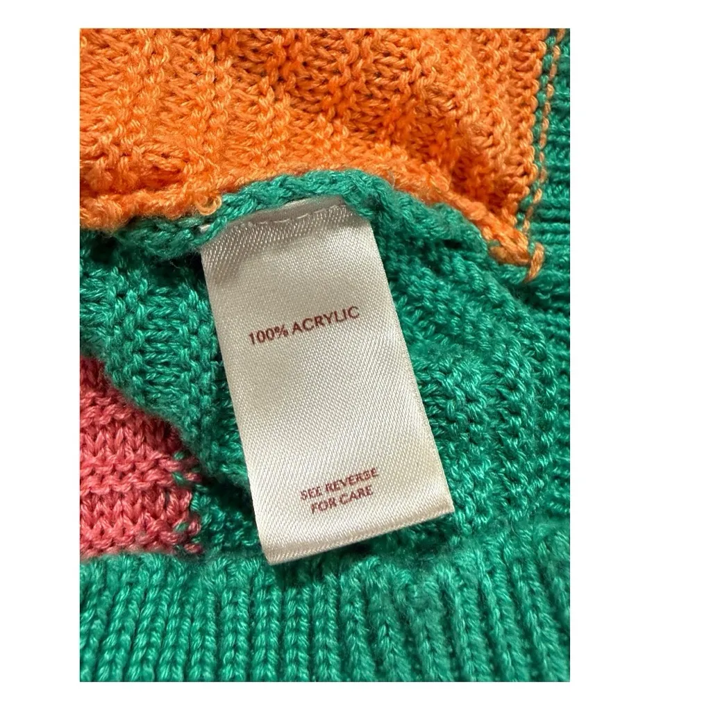 33 COASTAL Checkered Dolman Cropped Knit Sweater Short Sleeve Women’s Size L Pink Size L - Image 9