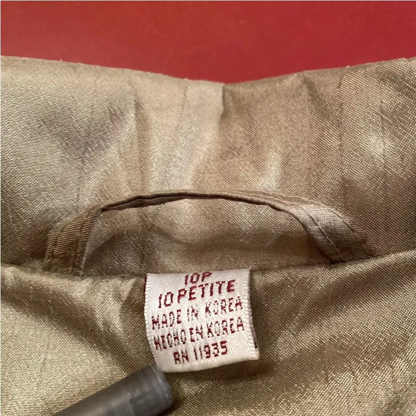 Worthington Essentials Womens 10P Olive Trench Coat Vintage Petite Raincoat Belt Tan - Image 8