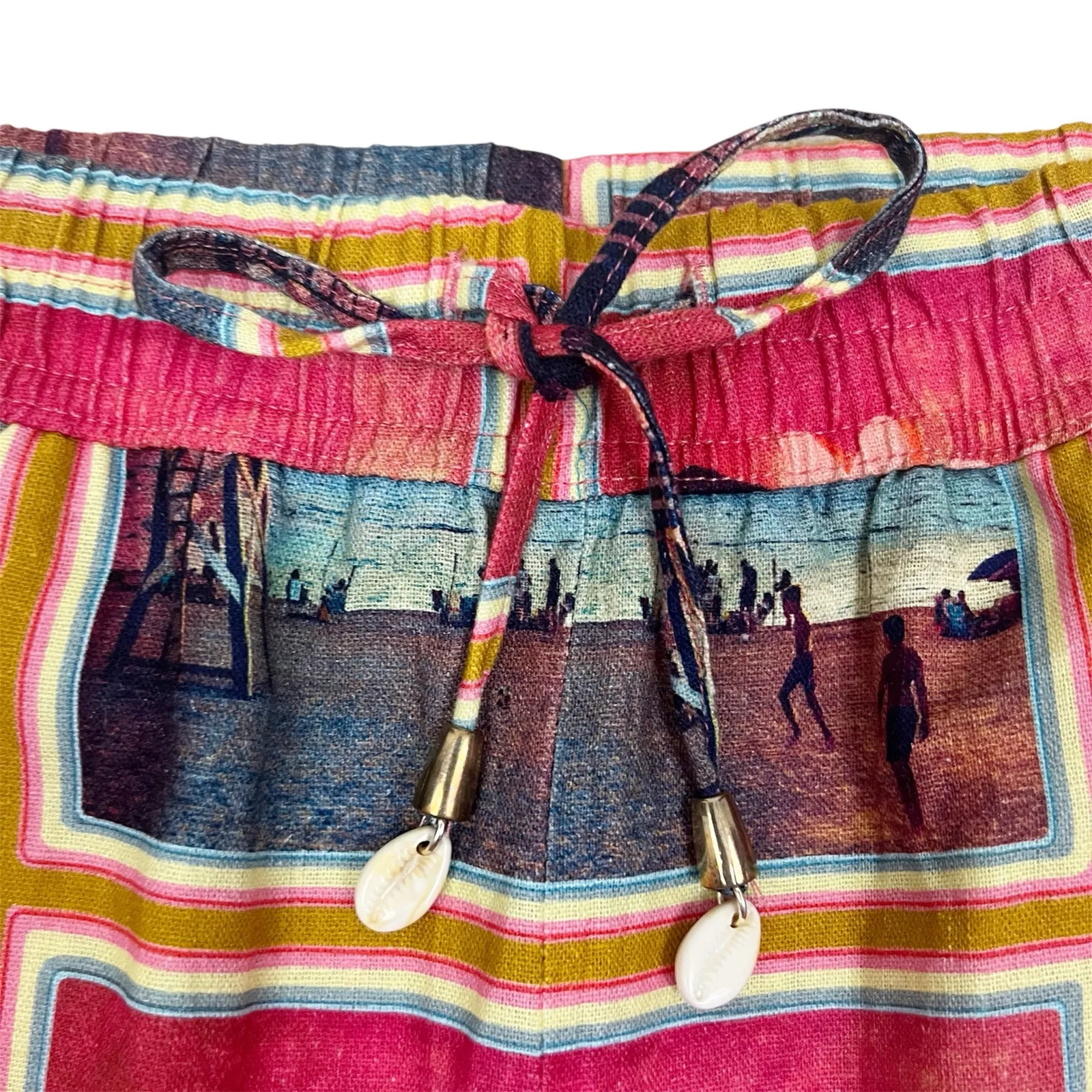 NWT C&C California Maui Beach Tropical Print Linen Blend Pants Size Small - Image 4