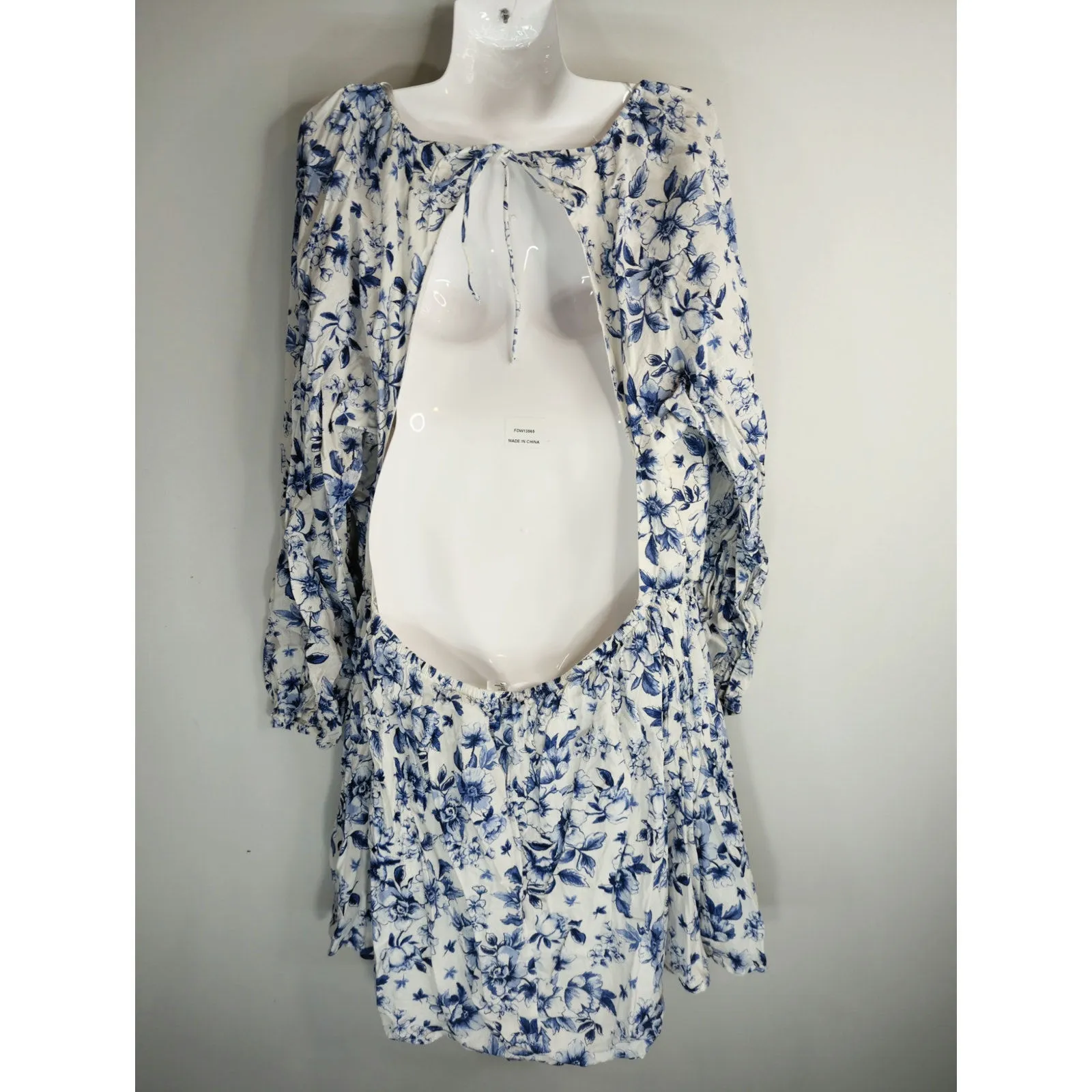 H&M Womens‎ Balloon Sleeve Pure Cotton Open-Back Dress XXL Cottage Core Coquette - Image 8