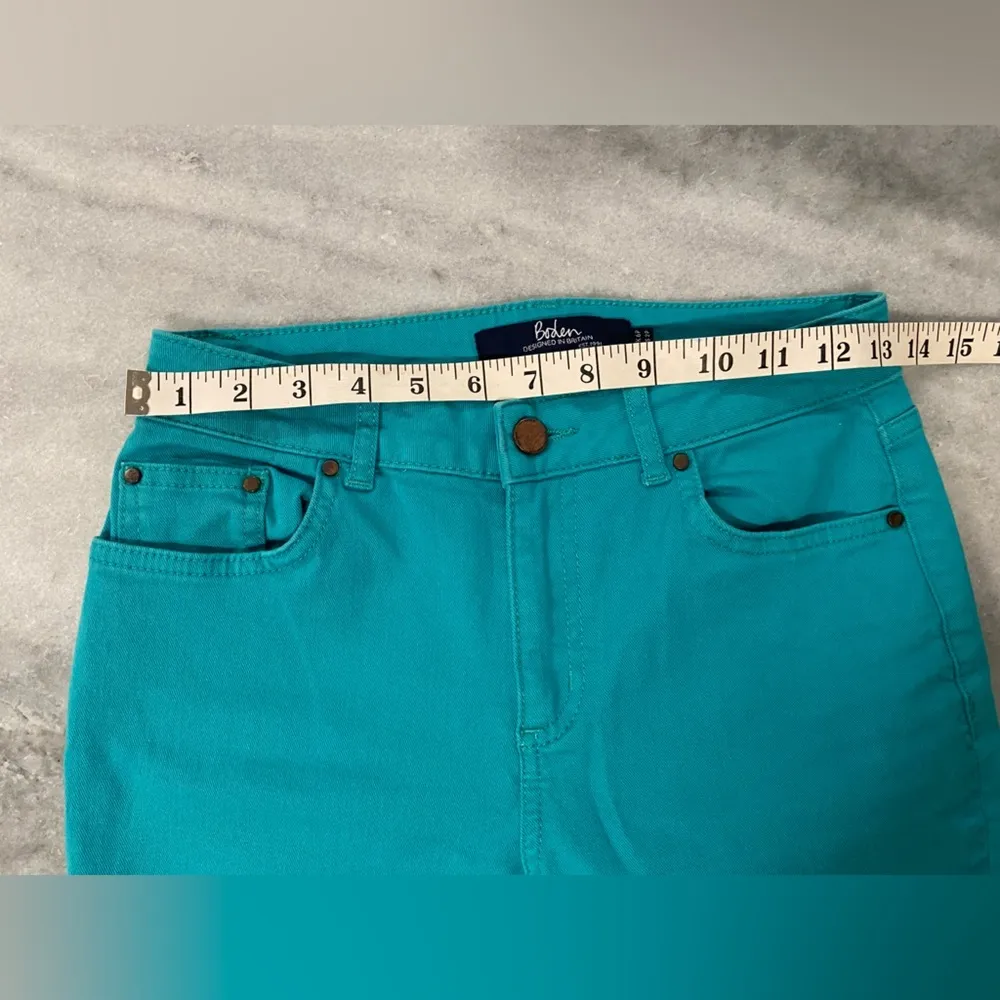 Boden The Cambridge Ankle Skimmer Turquoise Cotton Denim Stretch Pants Size 2 P Blue - Image 8