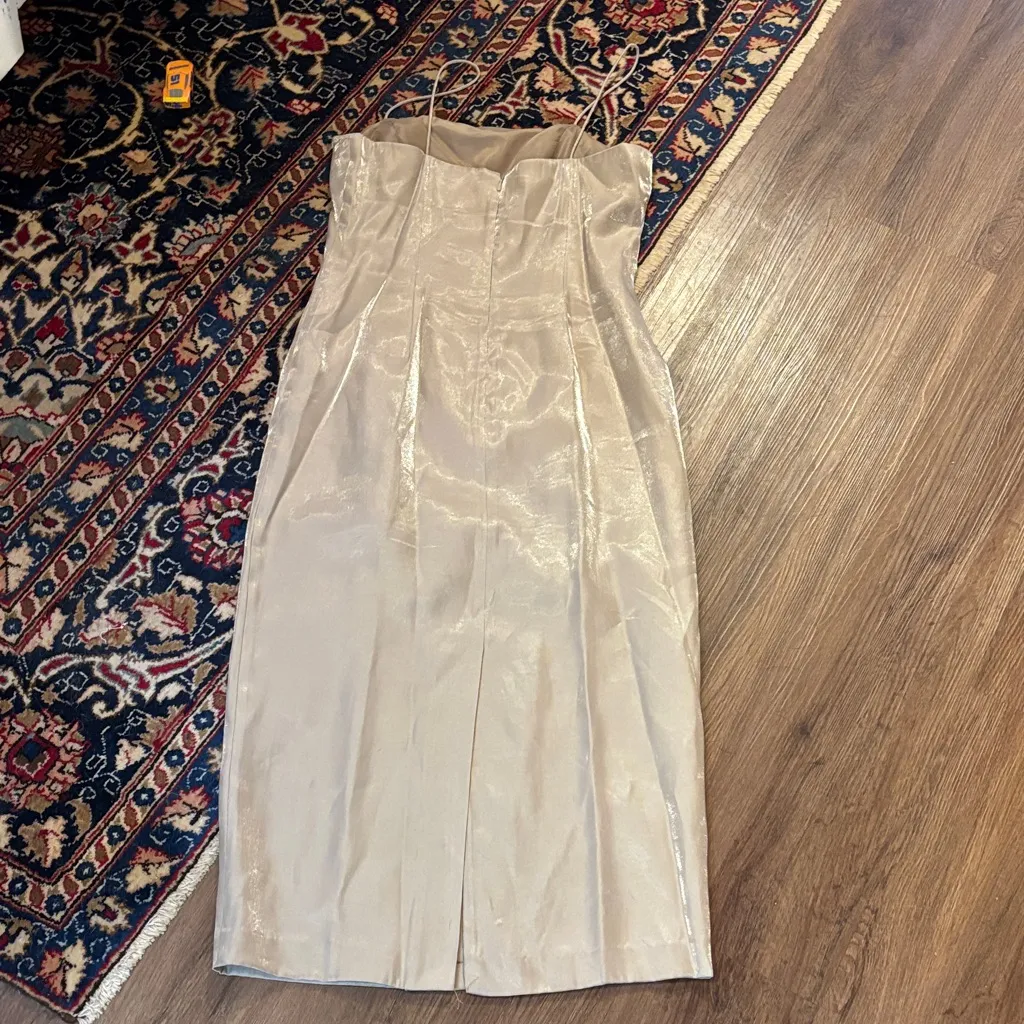 David’s Bridal Elegant Cream Champagne Shimmer Dress wedding Formal Prom Gown - Image 7