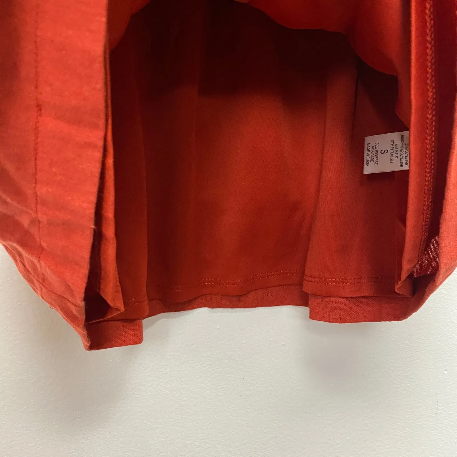 Favlux Women Small Rusty Orange Paperbag Buttoned Front Skirt High Waist Pockets - Image 8