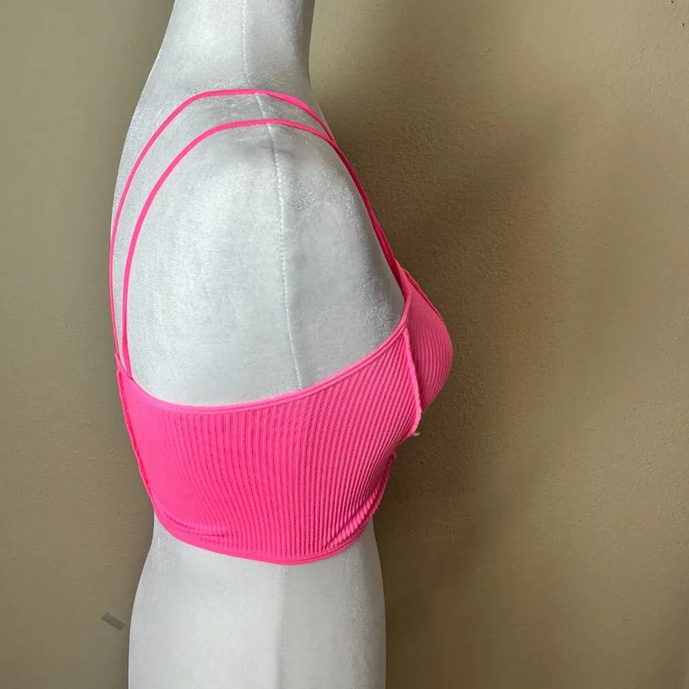 Out From Under for URBAN OUTFITTERS Hot Neon Pink Ribbed Bralette Top Size XS/S - Image 7