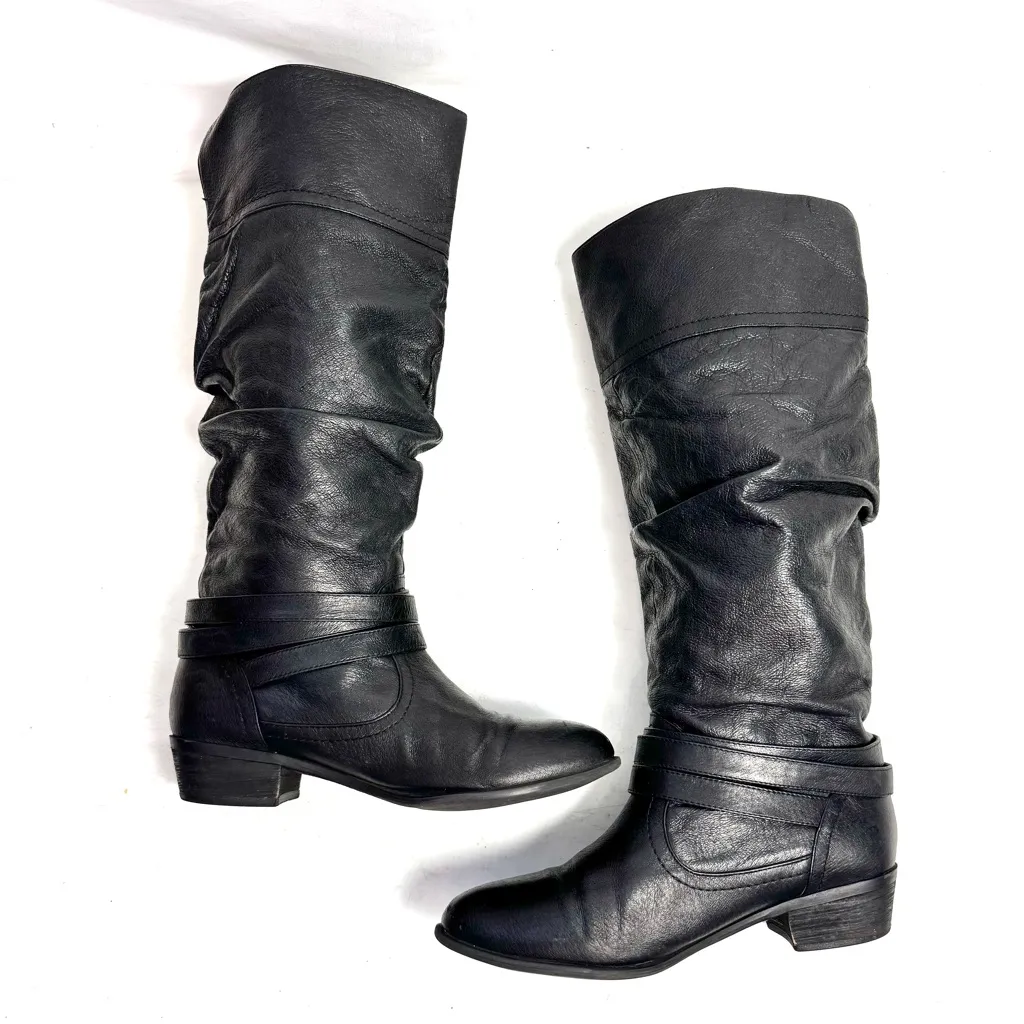 Steve Madden Casstro Black Leather Slouchy Boots Size 7.5 - Image 6