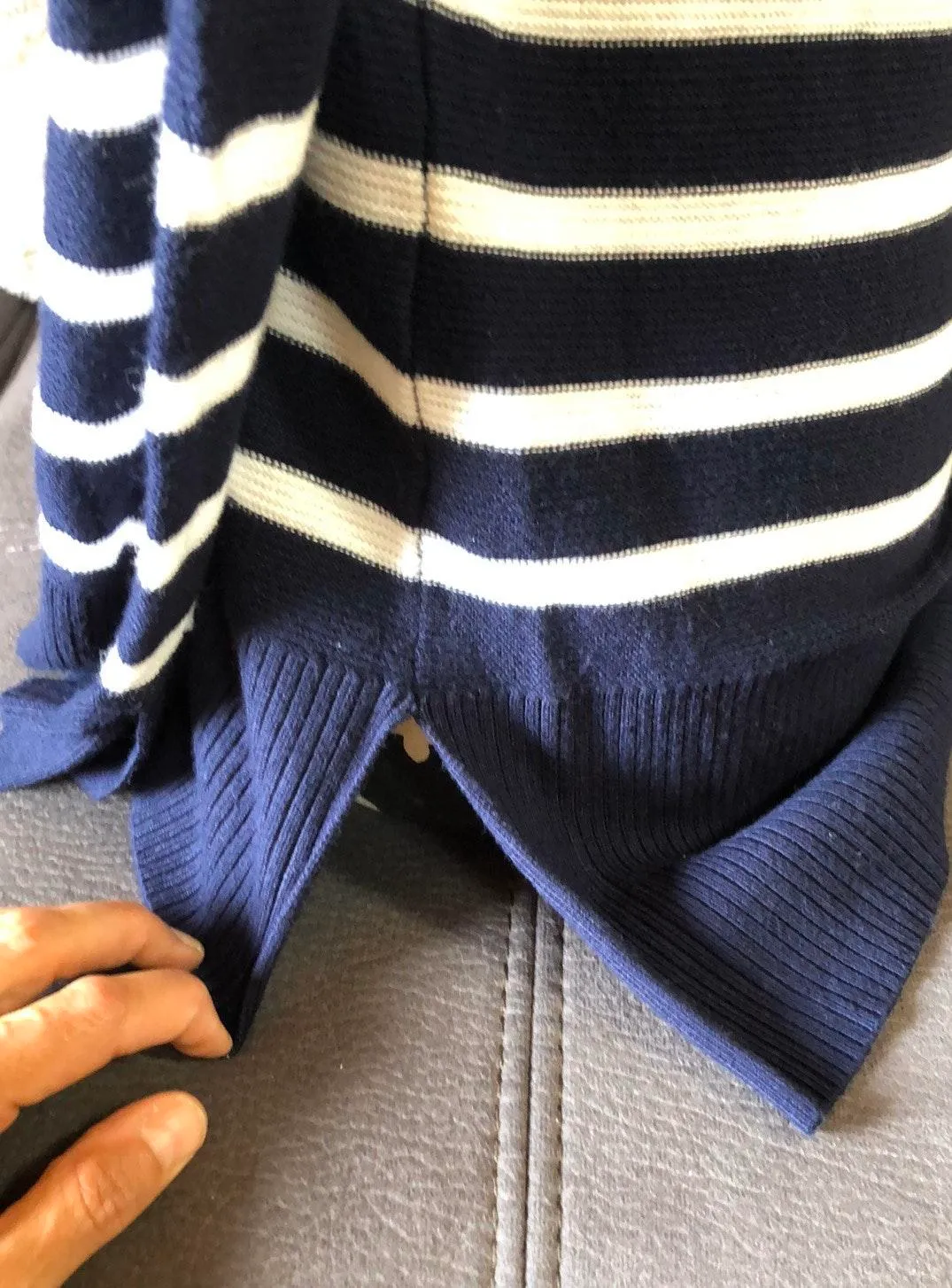 NEW YORK & COMPANY Blue & White V-Neck Jersey Top - Image 4