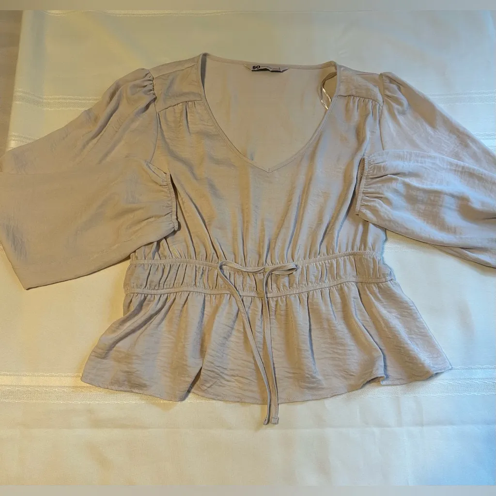 SO Women's Elegant Cream Blouse with Waist Tie - Image 5