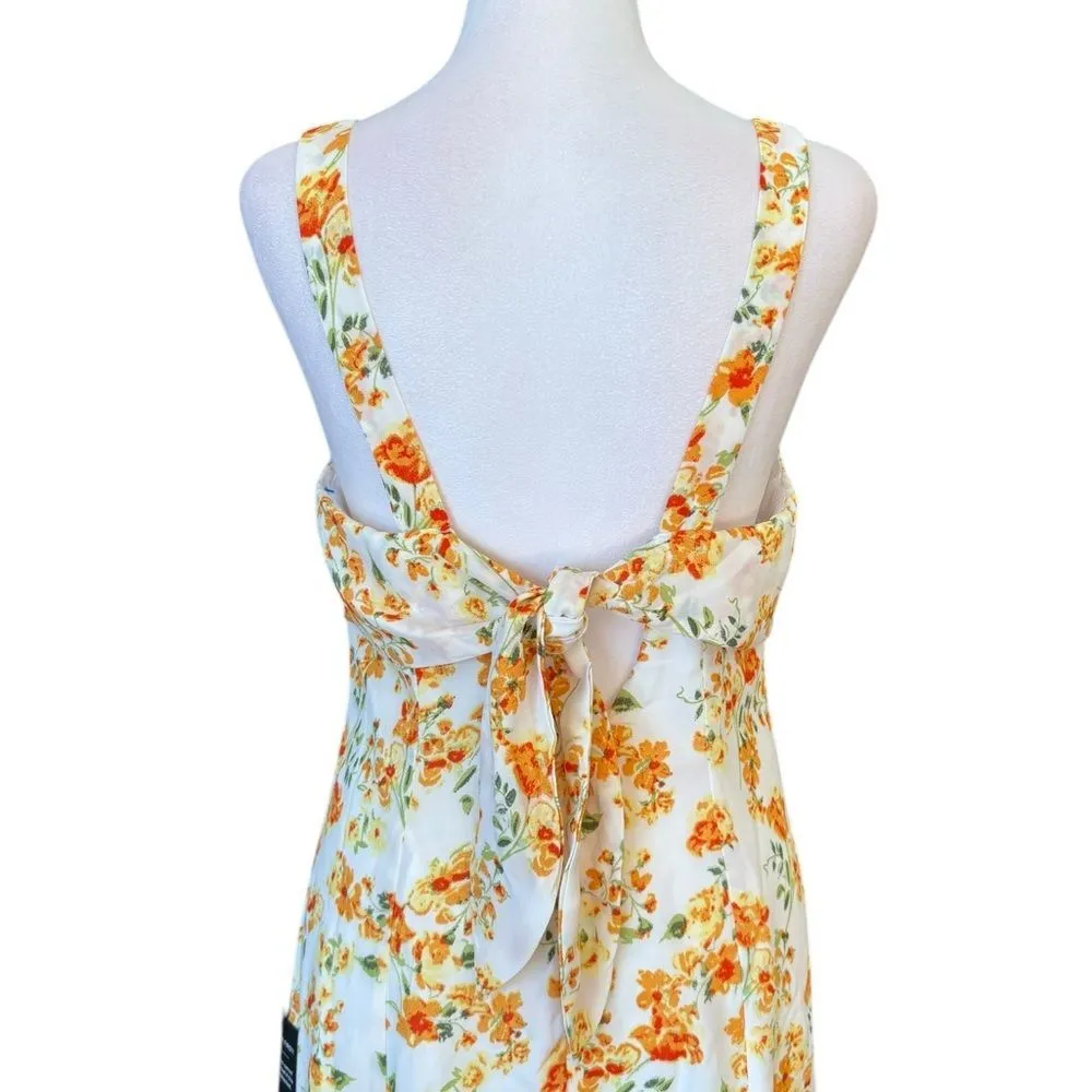 Lulus Day Date Tie Back White Orange Floral Mini Dress Womens Size Large New - Image 7