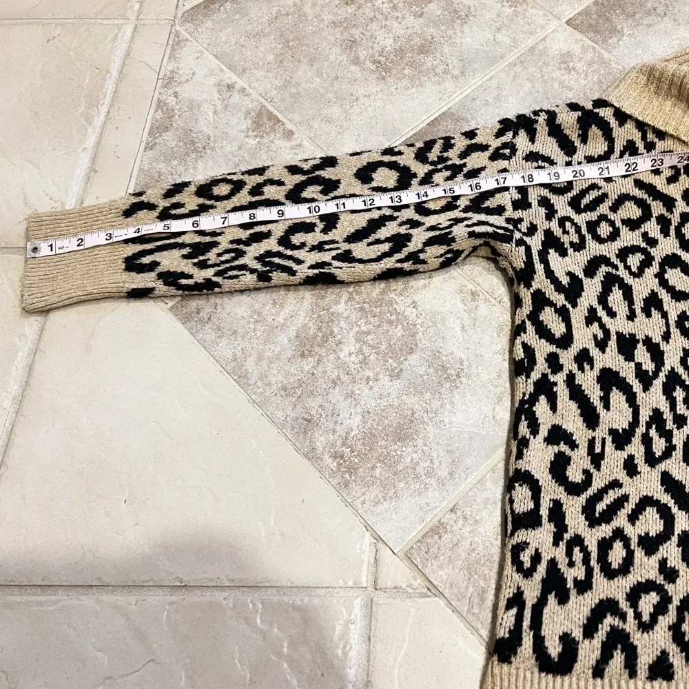 Rachel Zoe 🆕  leopard cowl neck long sleeve pullover soft sweater black t… - Image 3