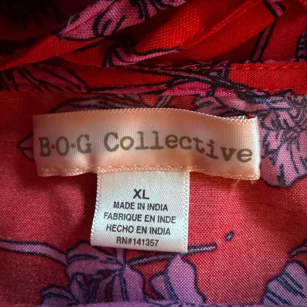 Band of Gypsies B.O.G. Collective Red & Pink Floral Flutter Sleeve Tie Dress XL - Image 5