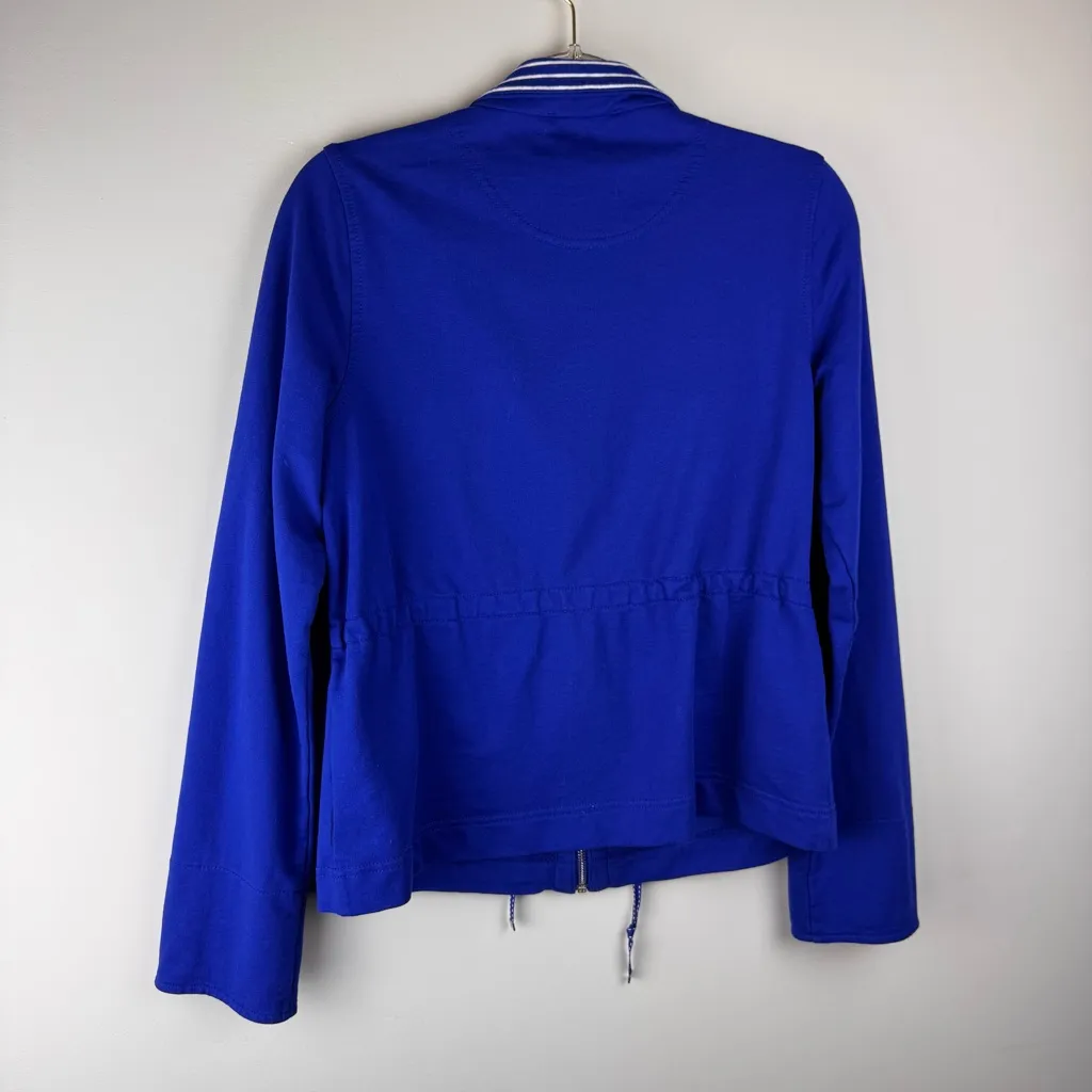 Jones New York Women's Jacket Striped Collar and Wrists Drawstring Waist‎ Sz PM - Image 12