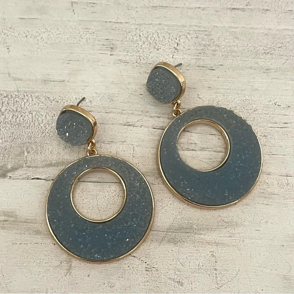 Sugarfix by Baublebar blue sparkly gold tone statement earrings - Image 5