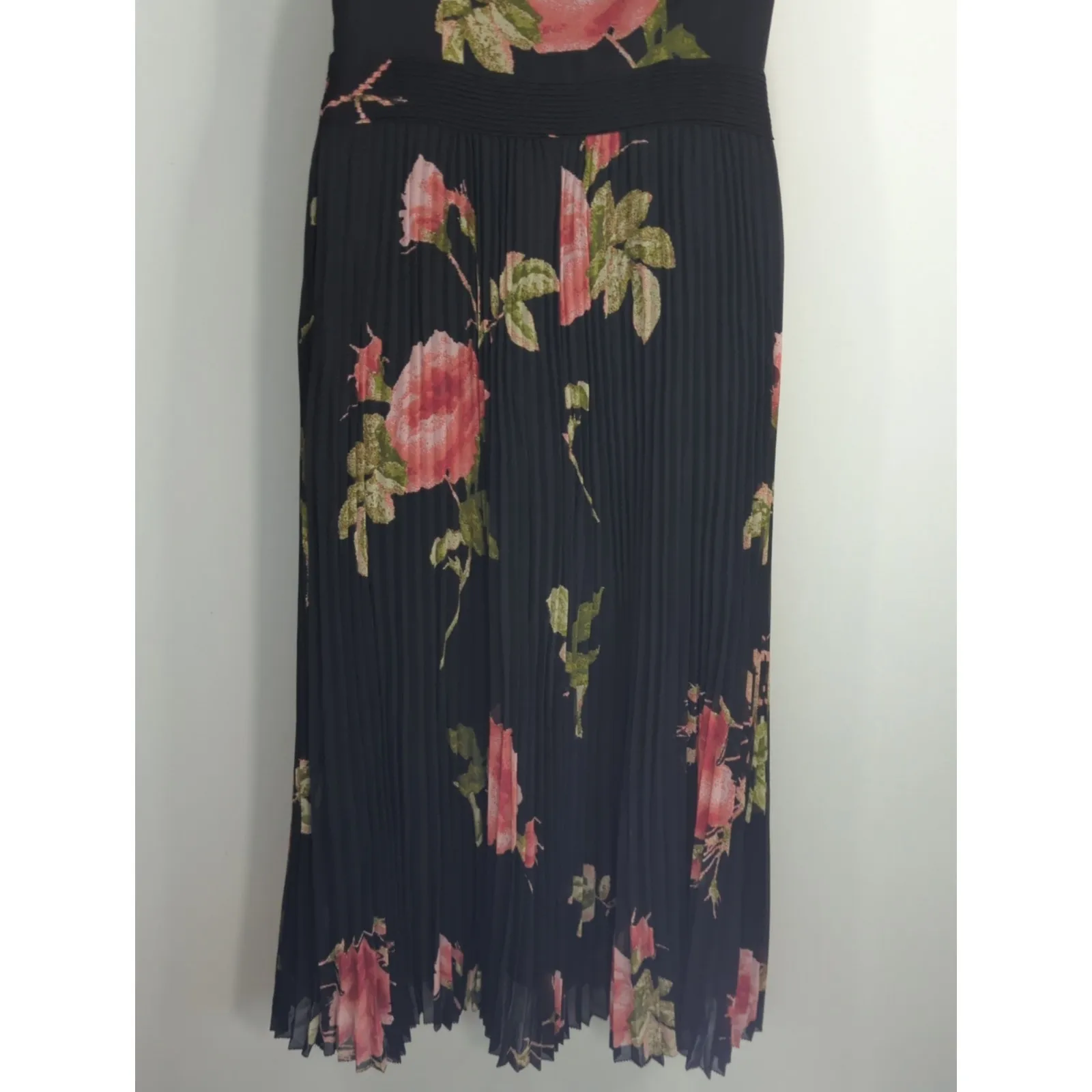 Aritzia Wilfred‎ Black Floral Julianne Faux Wrap Pleated Midi Dress Size 2 Boho - Image 10