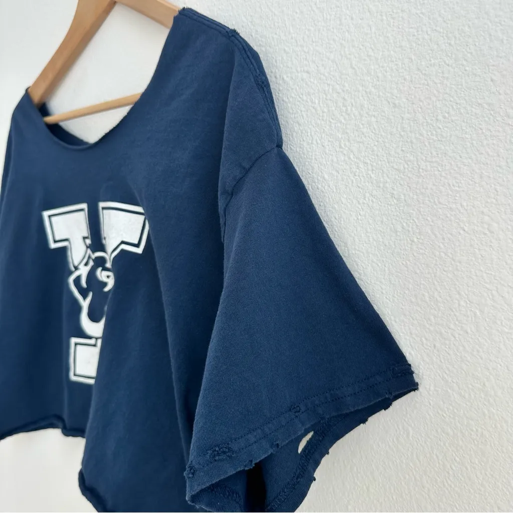 Yale University Off the Shoulder Crop Top Blue Size XL - Image 3