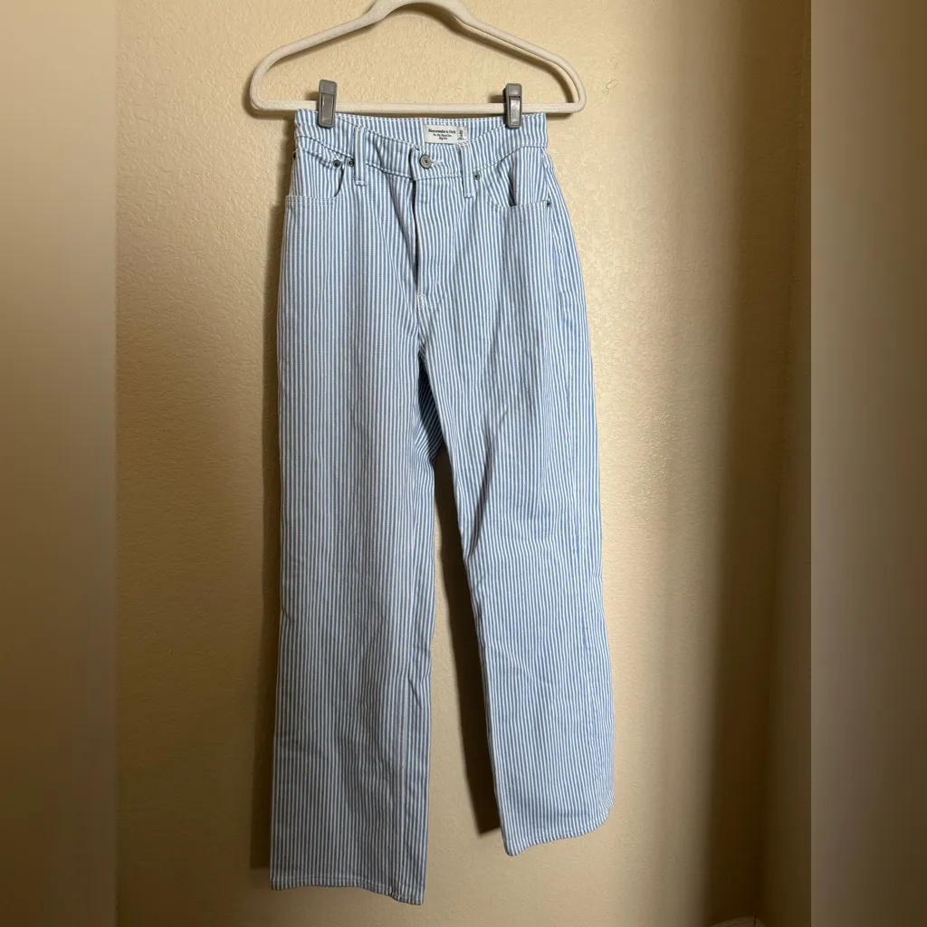Abercrombie & Fitch Curve Love high rise 90s relaxed‎ jeans size 25 striped blue - Image 2