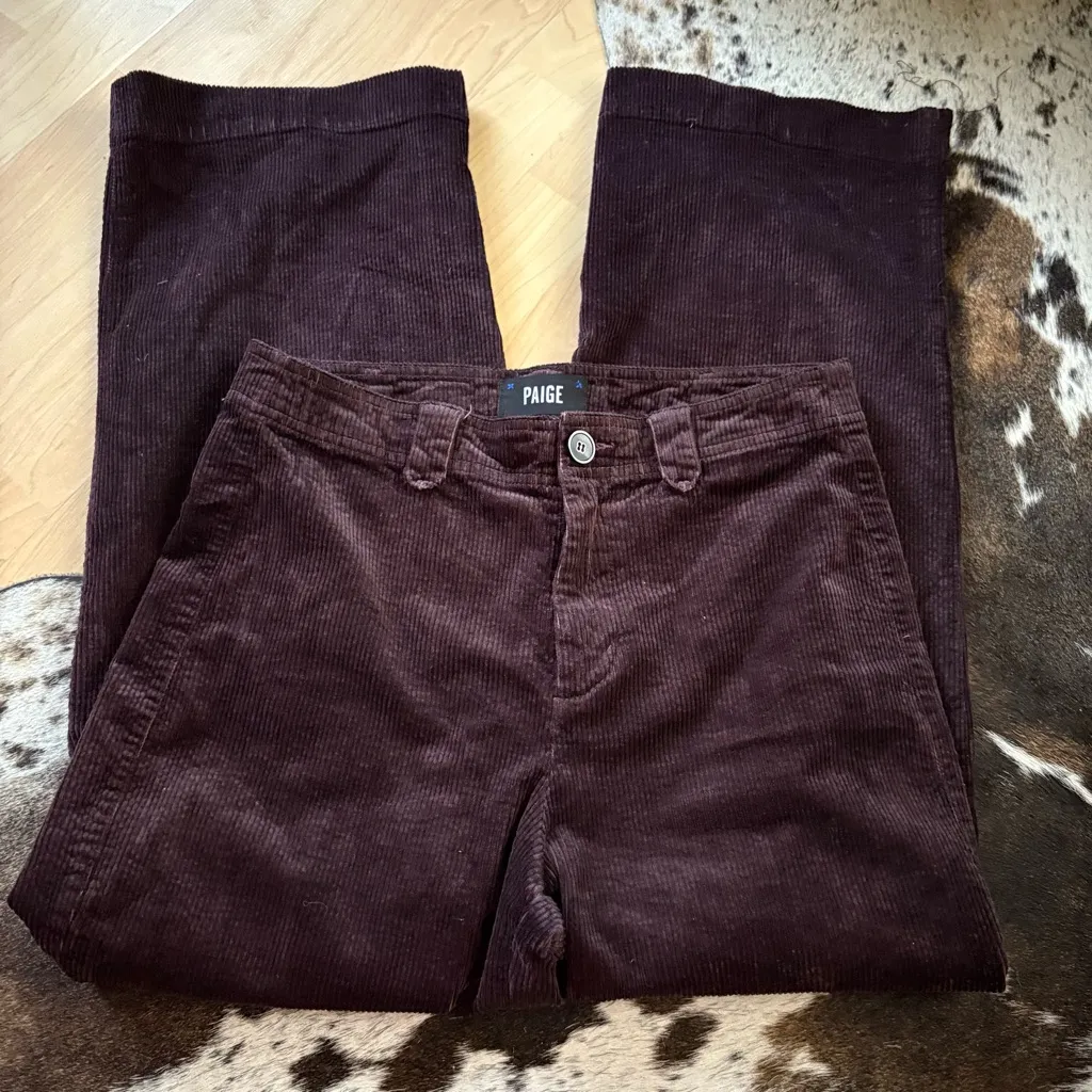 PAIGE Nellie High Rose Corduroy Wide Leg Pants Size 29 in Amethyst - Image 3